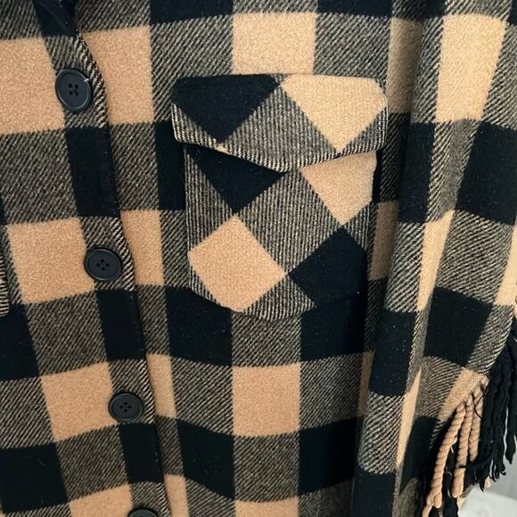 $640 SANDRO Feny Coat Jacket Shacket barn coat plaid FR 38 / US medium - Picture 8 of 15